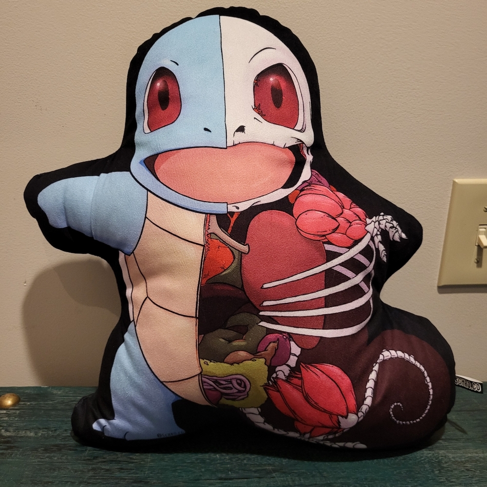 Pokemon Anatomy Cool Pillow | Unique Skeleton Dark Custom Plush | Squirtle